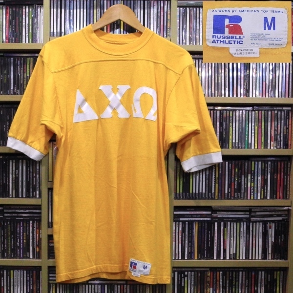 RUSSELL ラッセル 80’s USA製 旧タグ ナンバリング ボディー Tシャツ / ユニホーム ゲームシャツ 黄色 白 M サイズ