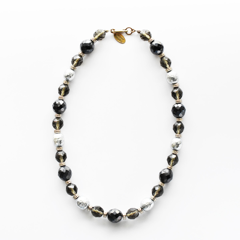 Miriam Haskell　vintage blackbeads ×silverbaroquepeal necklace