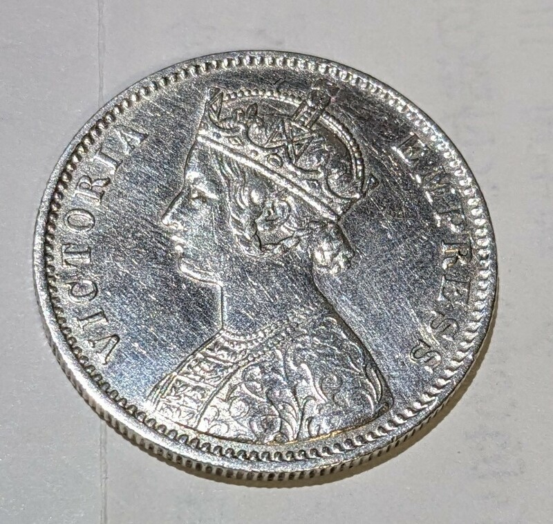 ’1901 ONE　RUPEE　INDIA　英領インド ルピー 銀貨 ビクトリア ウィリアムワイオン 