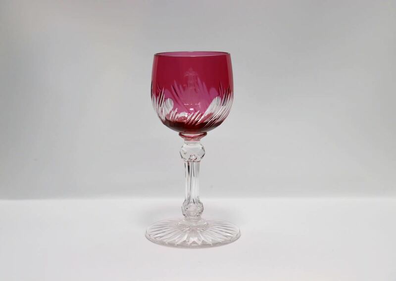 アンティーク フランス　バカラ　個性的なグラス　ワインレッド色　赤