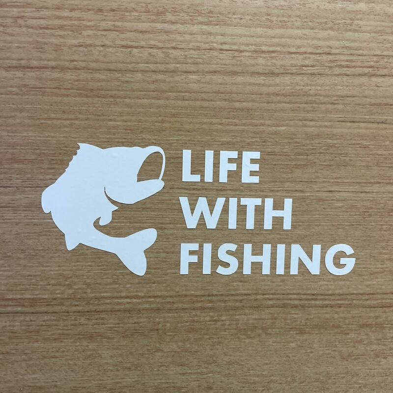 53. 【送料無料】 釣り LIFE WITH FISHING カッティングステッカー フィッシング アウトドア 【新品】