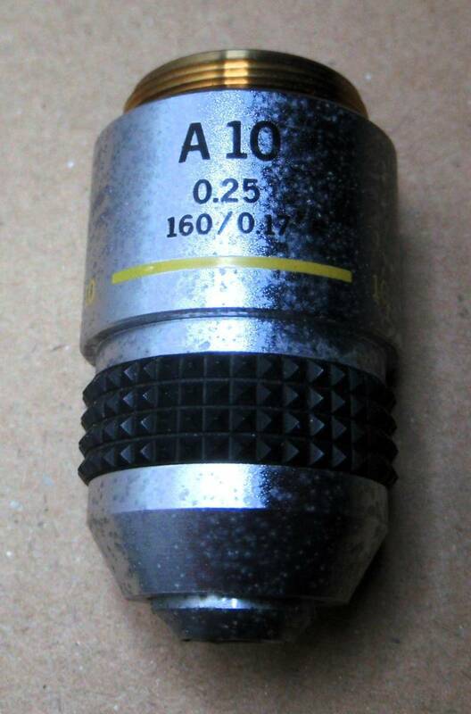 [JN610297Ob]●Olympus A10 0.25 160/0.17、顕微鏡対物レンズ、ケースなし、RMSカメラで確認。外装よごれ・文字欠・実用・USED【匿名配送】