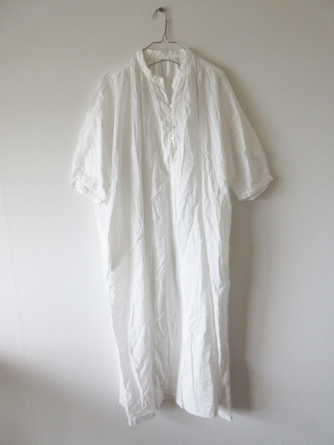 美品 2023SS nest Robe / ネストローブ UpcycleLino 01232-1389 スキッパーロングワンピース OFF WHITE * シャツ ブラウス ドレス