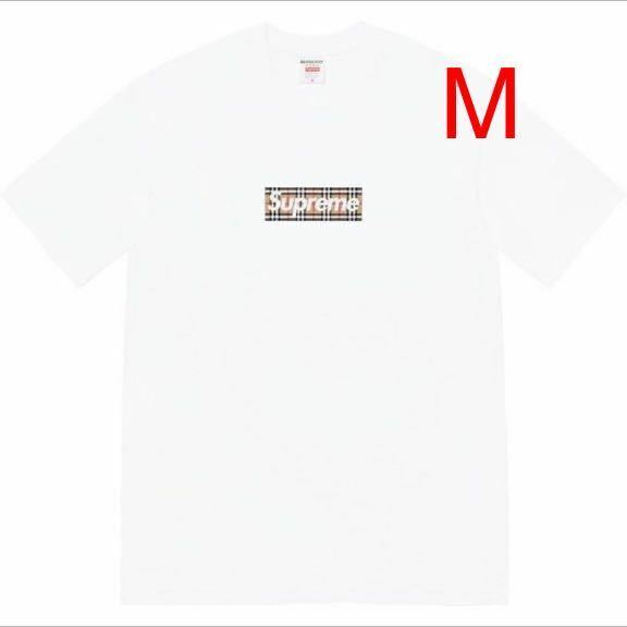 【新品】M 22SS Supreme Burberry Box Logo Tee White Tシャツ シュプリーム ボックスロゴ ブラック バーバリー ボックスロゴ 白