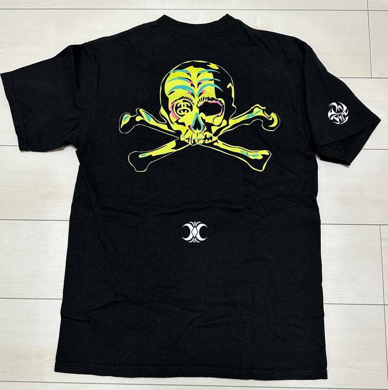 STUSSY × NEXUS7 コラボ DAY OF SKULL Tee 黒×黄 Mサイズ ステューシー ネクサス7 限定 古着 ボロ