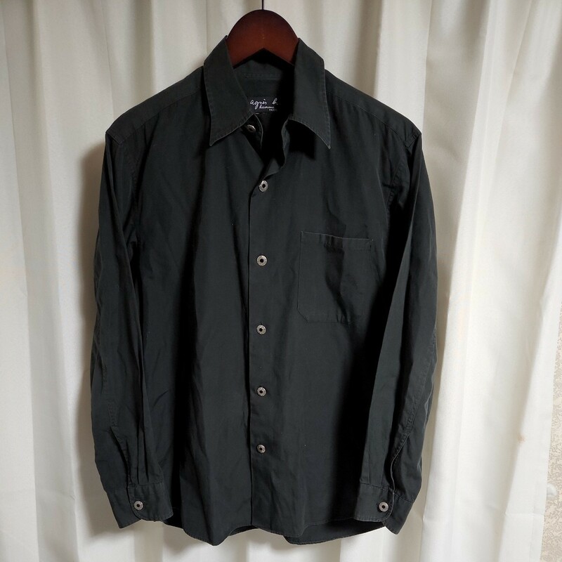 アニエスベー　agnes b homm 　長袖シャツ　黒色　日本製　Made in Japan　