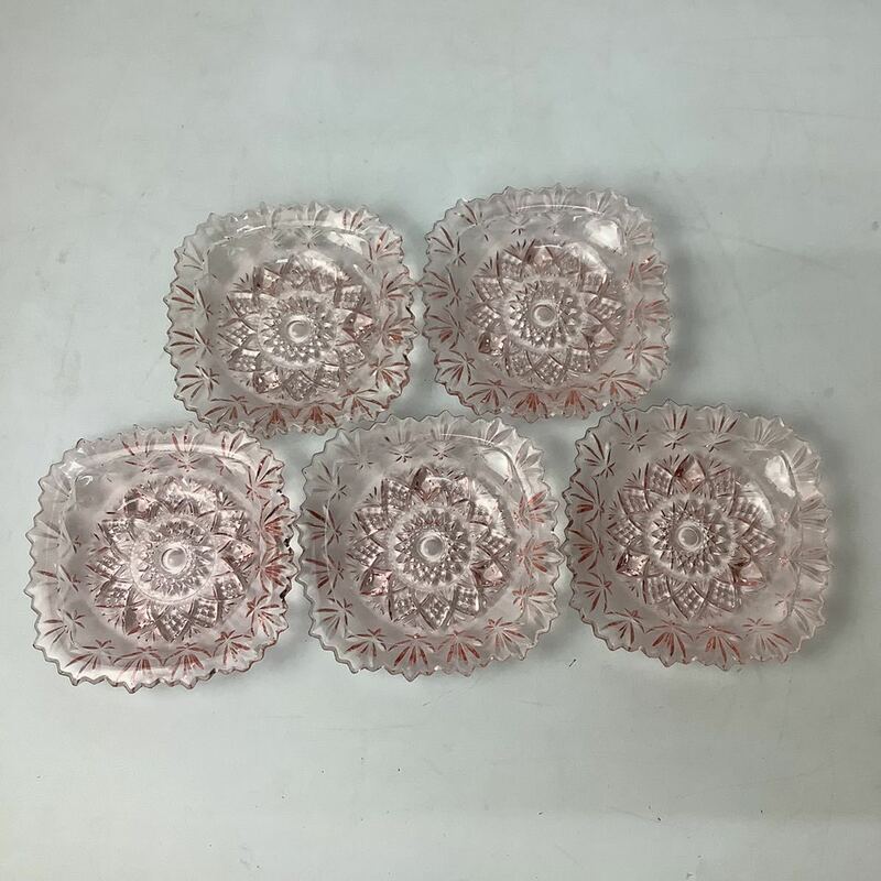東洋ガラス レトロ ピンク 小皿 小鉢 取皿 5客セット【Y1043】
