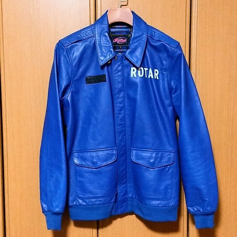 ROTAR ローター レザージャケット A-2 ブルー 青 牛革 カウハイド M ライダース 革ジャン フライトジャケット 