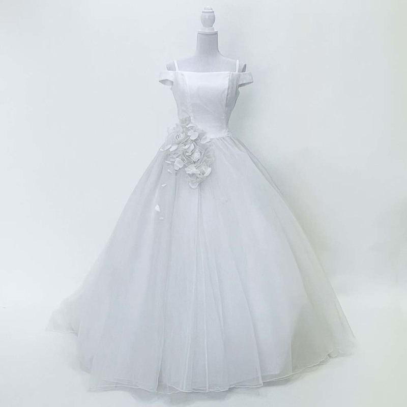 中古 ウェディングドレス　11号T　ホワイト　FANCY 日本製　ウェディングドレス　結婚式　二次会　フォト婚　プリンセスライン　 W-185