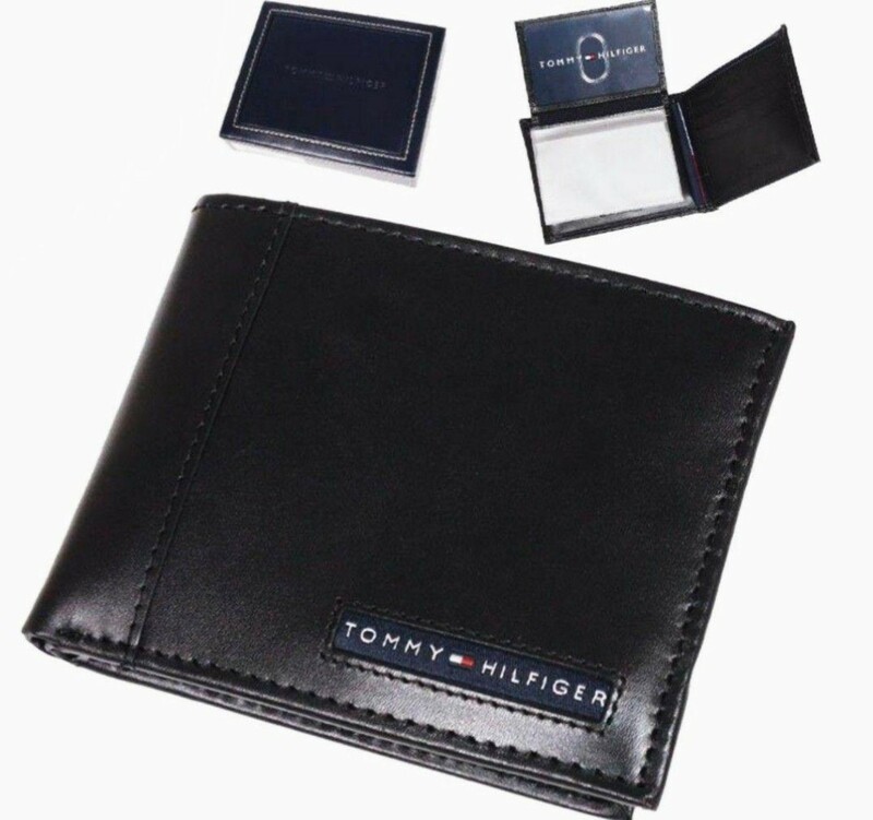トミーヒルフィガー 2つ折り財布 レザーコンパクトウォレット カードケース 箱付
