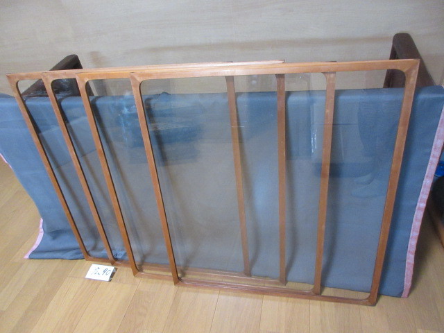 【湖華】木枠付ガラス　4枚/検)透明ガラスリノベーション店舗改装和装昭和建具カフェ広90
