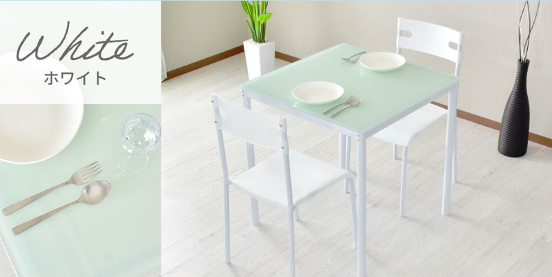 【日常な空間を】ガラスダイニング3点セット テーブル チェア　ホワイト