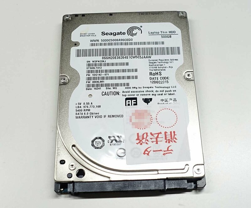 使用わずか クリックポスト SEAGATE ST500LT012 500GB HDD 2.5インチ/SATA/データ消去 ハードディスク シーゲイト S091508