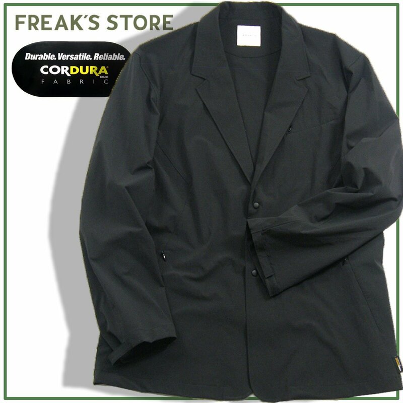 新品 FREAK'S STORE 強ストレッチ! 【コーデュラナイロン】 黒 ジャケット 秋 春 L ゆったり目 ★352616 フリークスストア CORDURA