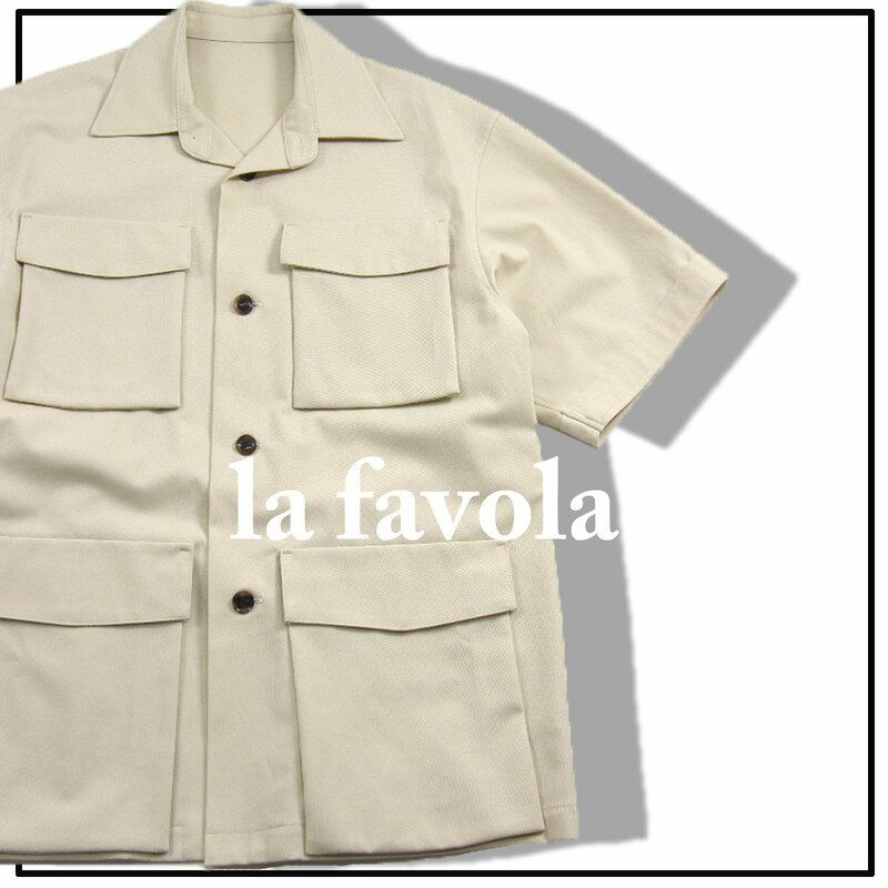 新品 【la favola / ラファーヴォラ】日本のテーラリング SAFARI JKT サファリジャケット 半袖 2 定価5万9400円 ★353244 ベージュ