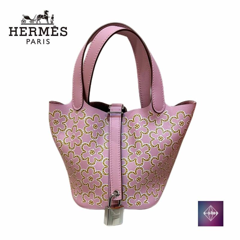 【美品】 HERMES エルメス ピコタン ロック ミクロ マイクロ ラッキーデイジー 2022年 ピンク U刻印 シルバー金具 バッグ ハンドバッグ