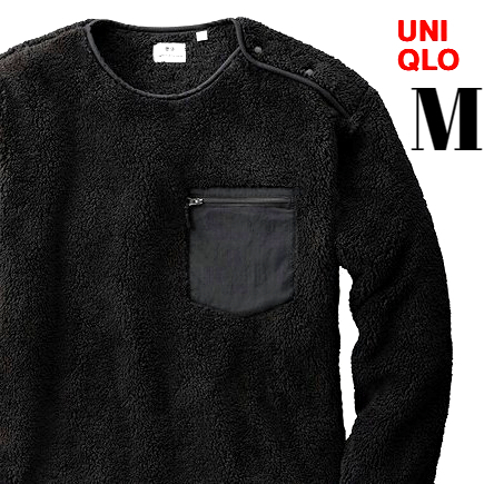 M 新品【UNIQLO x Engineered Garments フリースプルオーバー（長袖）Black ユニクロ x エンジニアドガーメンツ フリースプルオーバー】