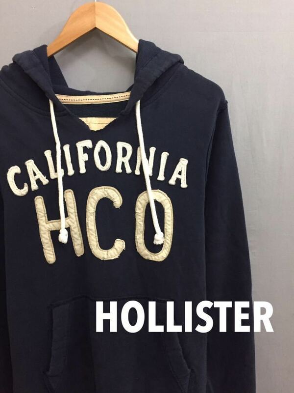 ホリスター HOLLISTER パーカー ダメージ加工 フーディー ネイビー メンズ Lサイズ ～▼&