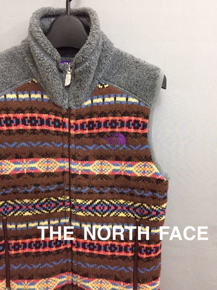 ザノースフェイス THE NORTH FACE パープルレーベル ウール 切替ベスト ネイティブ柄 グレー レディース XSサイズ ～▼&