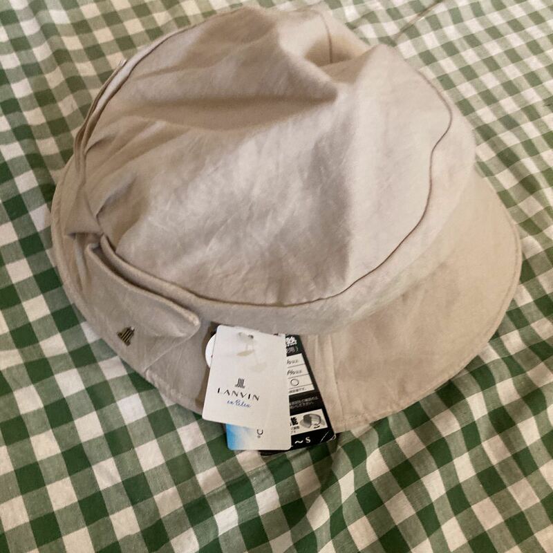 ランバン日本製レディース帽子55.5-57日傘用1級遮光生地使用遮光ＵＶ遮熱ツバ芯ツバ裏手洗い可能サイズ調整新品タグ付