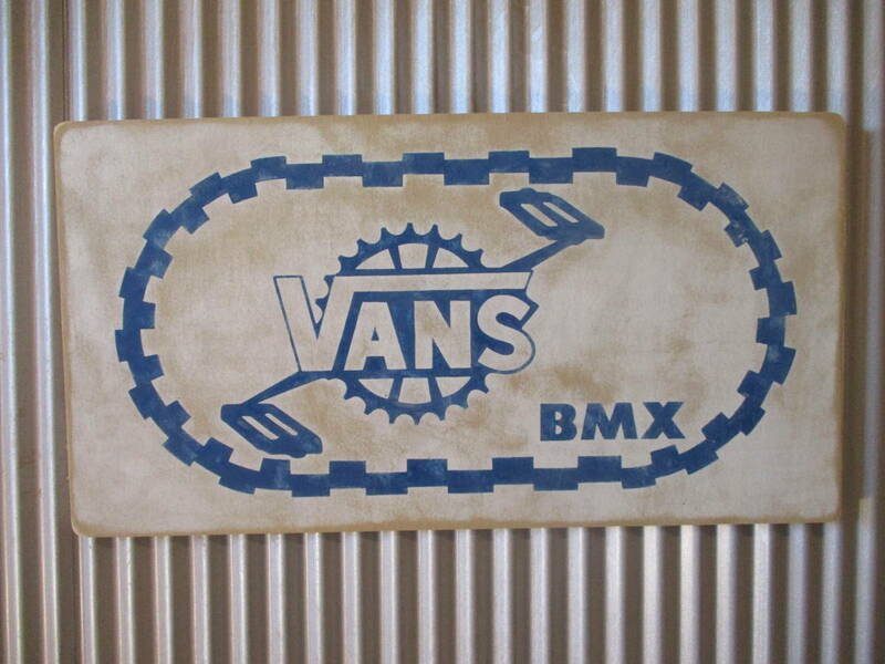 ビンテージサイン木製看板　検）VANS BMXバンズアドバタイジング企業販促サンタクルズガレージスケーターUSA70s80s