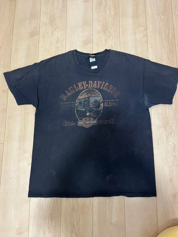 ハーレーダビットソン Tシャツ ロゴ 90s バックプリント 2XL HARLEY DAVIDSON 半袖 tee ブラック 黒