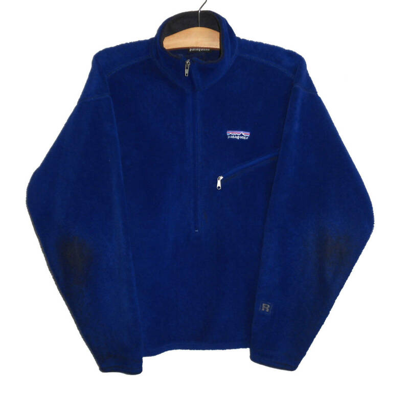 90’S PATAGONIA パタゴニア USA製 POLARTEC R2 ポーラテック ハーフジップ フリースジャケット ミドルレイヤー Mサイズ ブルー ビンテージ