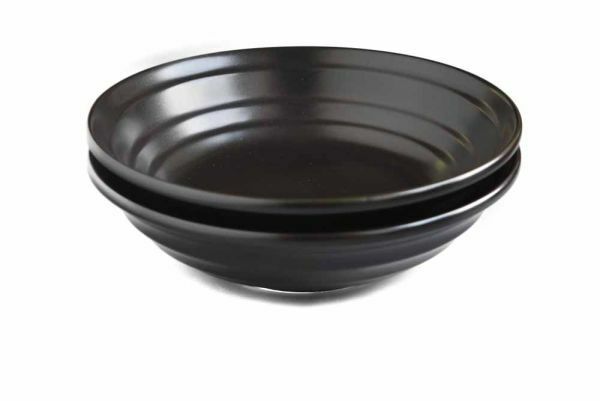 そうめんがきれいにみえます 2個セット【美濃焼き】陶磁器　黒陶　黒い　うず　麺鉢　そうめん鉢　24ｃｍ　冷麦　冷やしうどんに