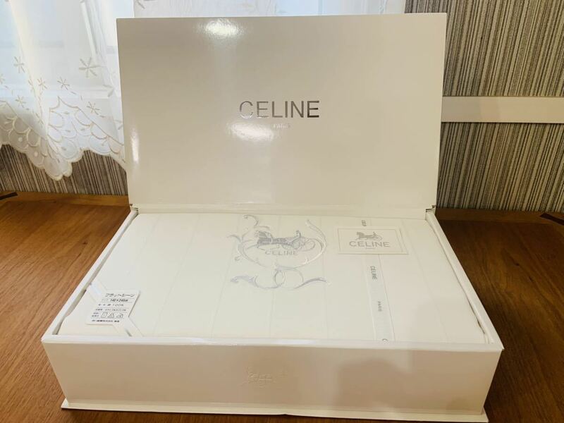 【未使用】CELINE セリーヌ フラットシーツ サージュ S 140×240 綿100% ホワイト