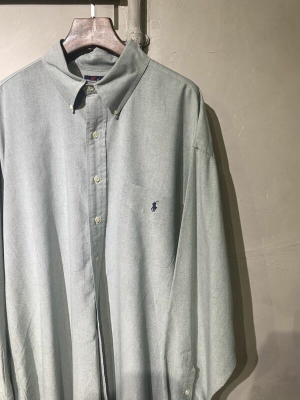 【即決】ralph lauren ラルフローレン BIG SHIRT ビッグシャツ B.D ボタンダウンシャツ 長袖 胸ポニーマーク 古着 XL