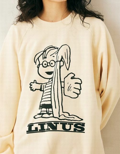 21AW 美品 PEANUTS×SPORTS WEAR by relume ジャーナルスタンダード別注 オーバーサイズ クルーネック スウェット ライナス IVORY