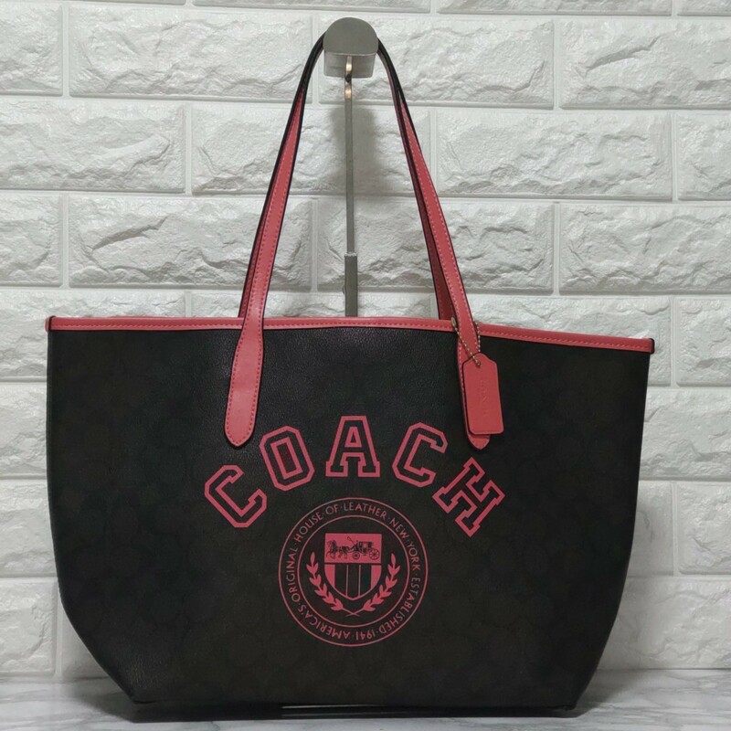 COACH コーチ トートバッグ 手提げバッグ レディースバッグ ブラウン ピンク