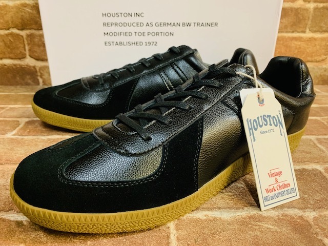 ★26,5cm/新品！HOUSTON.ジャーマントレーナー.黒.70's80'sヴィンテージ復刻スニーカー.箱付き.ヒューストン.西ドイツ軍ミリタリースタイル