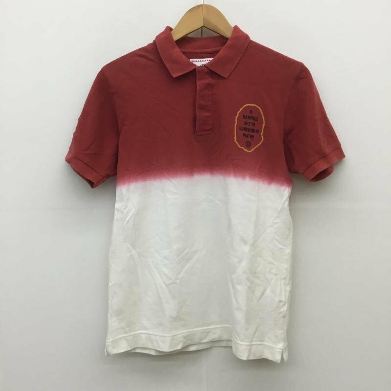 A BATHING APE S アベイシングエイプ ポロシャツ 半袖 Polo Shirt 白 / ホワイト / X 赤 / レッド / 10070927