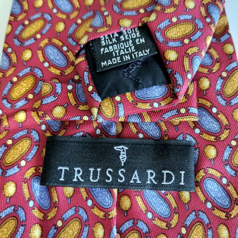 TRUSSARDI(トラサルディ)赤オレンジ青丸ネクタイ