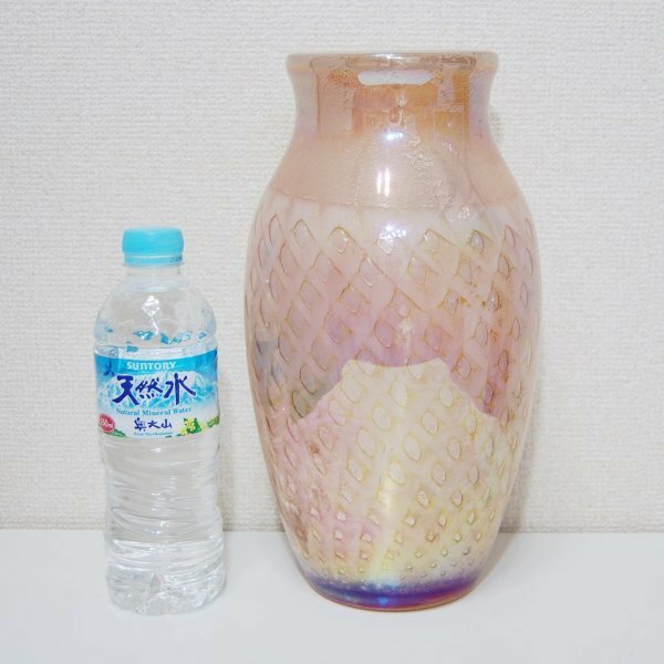 ピンク の 花瓶 高さ３０ｃｍ 工芸ガラス 置物 オブジェ アメリカン ガラス グラス