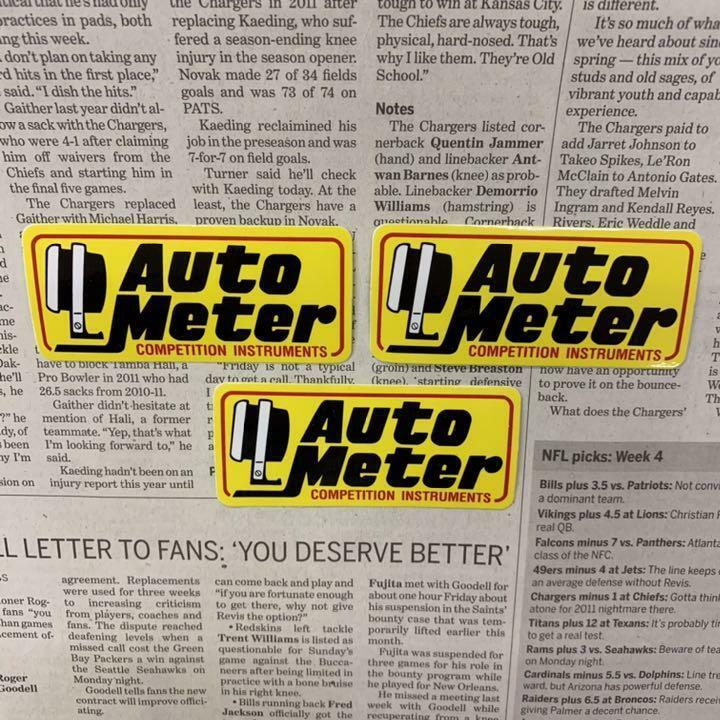 Auto Meter　オートメーター　ステッカー　3枚セット　デカール　シール　ビニール　アメリカン雑貨　アメ雑　USA　ロゴマーク