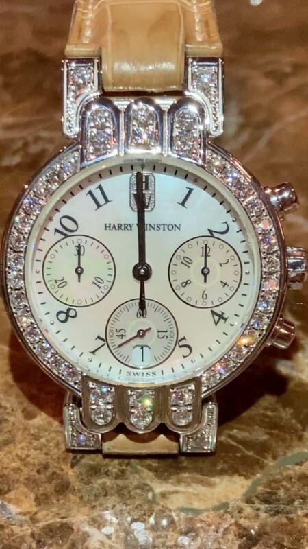 【純正ダイヤモンド】ハリーウィンストンHARRYWINSTON正規腕時計18Kホワイトゴールドプルミエールクロノグラフ200UCQ32W即決可能です！