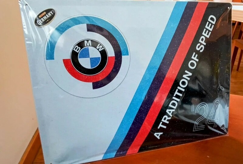 15【ドイツ物】BMW　50周年記念　ホーロー看板　シリアルナンバーホログラム有