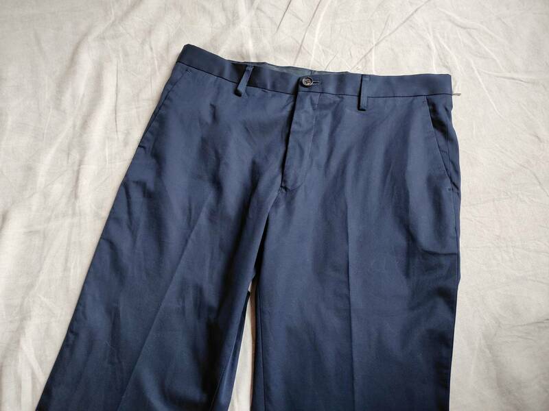 新品 Paul Smith ポールスミス COTTON STRETCH TROUSERS コットン ストレッチ トラウザー パンツ XXL 紺 ネイビー ★9