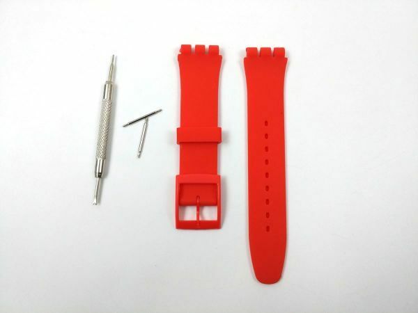 swatch用 シリコンラバーストラップ 交換用腕時計ベルト 19mm レッド