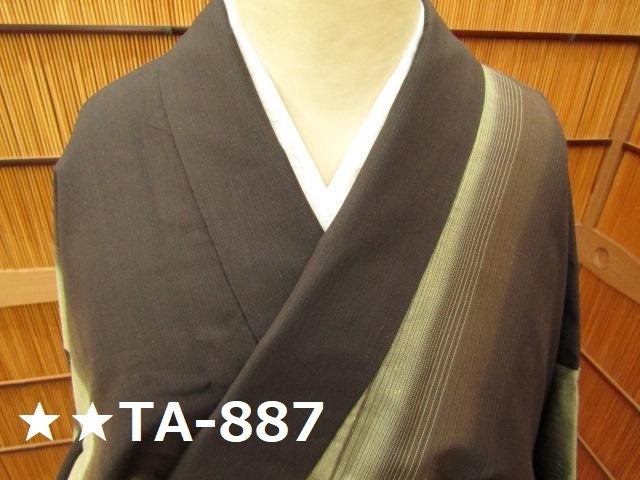 ★★TA-887　上質　紬　縞　ロング丈