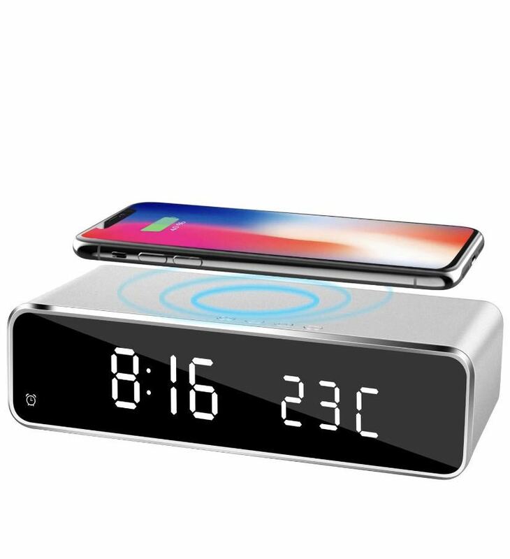 置き時計 目覚まし時計 ワイヤレス携帯充電機能 大音量 LED デジタル置時計