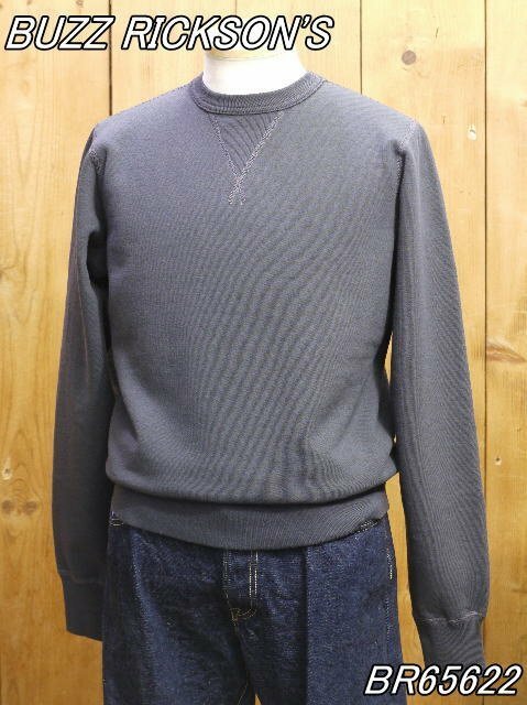 新品 バズリクソンズ SET-IN CREW NECK SWEAT SHIRT ブラック L 無地スウェット BR65622 buzzricksons