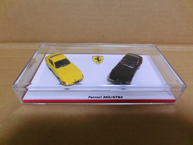 ★1/64京商フェラーリ365/GTB4 黒 黄色 2台 後期 内装塗装 ケース入り