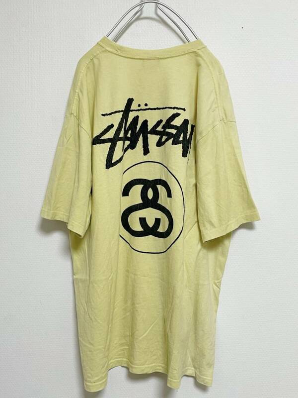 送料230円〜　STUSSY ステューシー シャネルロゴ　バックプリント　Tシャツ　size L