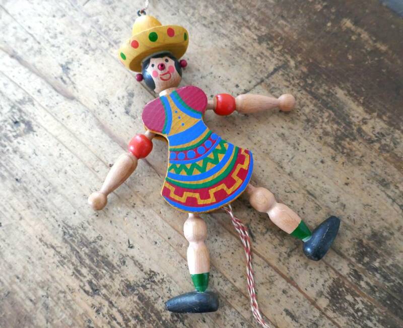 5246◎オーストリア製　木製玩具　ジャンピングジャック　木製操り人形　ヴィンテージ　レトロ