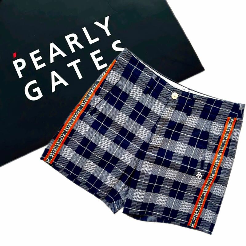 【送料無料】Pearly Gates パーリーゲイツ　チェック柄　サイドロゴ　ハーフパンツ　ショートパンツ　ズボン　ゴルフ　1 M レディース