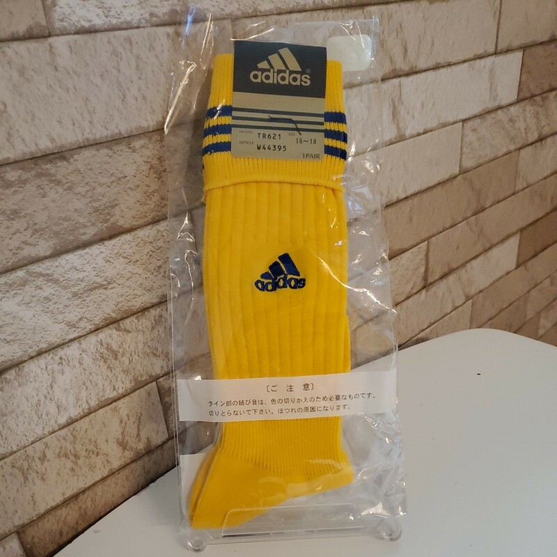 未使用・未開封　adidasソックス　黄×青　イエロー　サッカーソックス　size16～18㎝　幼児～小学生　Jr.　ジュニア　送料無料