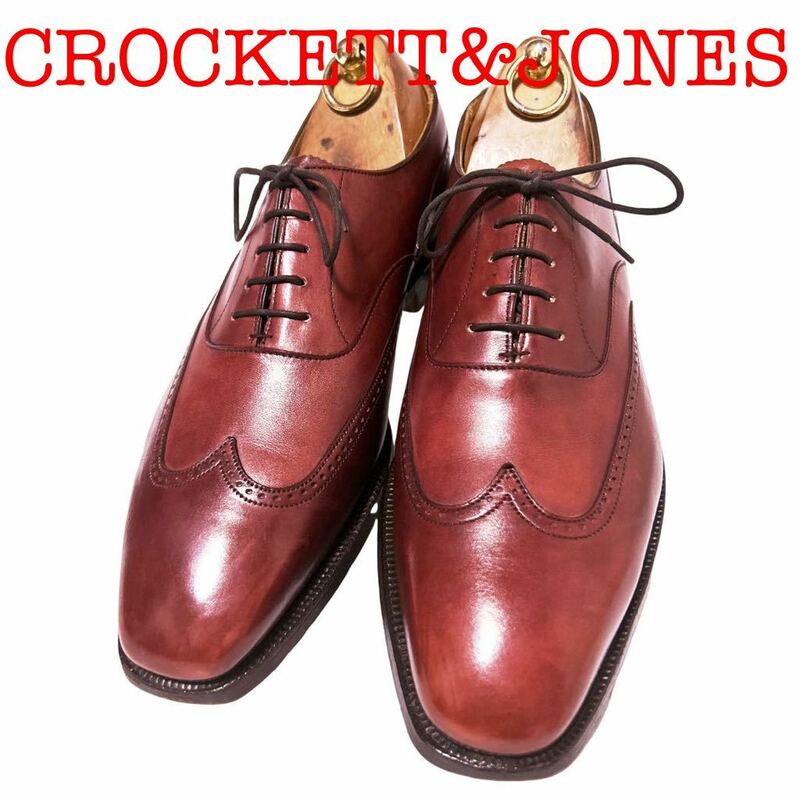 172.CROCKETT&JONES クロケットアンドジョーンズ CLIVEDEN ウィングチップ ビジネスシューズ 革靴 バーガンディ 8.5E